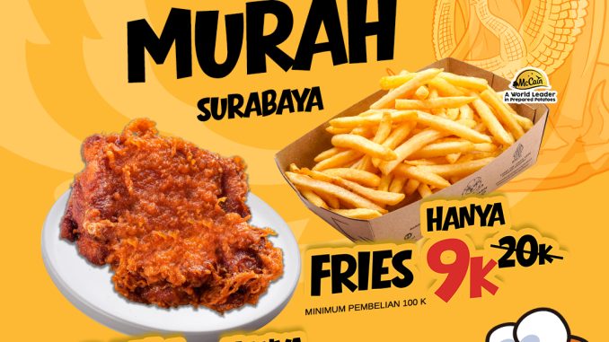 Promo Fried Chicken Master Tebus Murah Surabaya dengan French Fries Rp. 9.000 dan Paha Juicy Rp. 19.000 berdasarkan minimum pembelian.