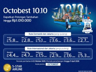 Promo Garuda Indonesia 10.10 OCTOBEST diskon hingga Rp. 1.010.000 berlaku 6–12 Oktober 2025