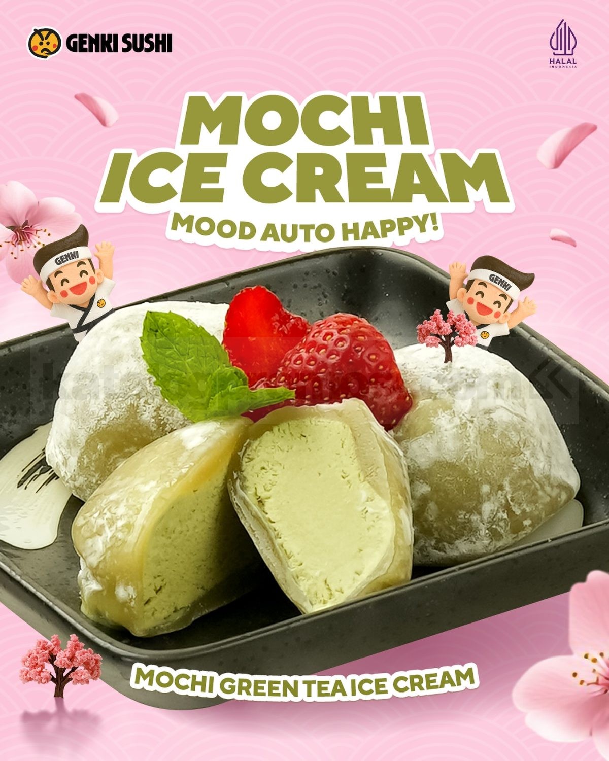 Promo Genki Sushi NEW Mochi Green Tea Ice Cream Promo Genki Sushi Mochi Green Tea Ice Cream Moodbooster lembut di luar dingin di dalam bikin mood happy