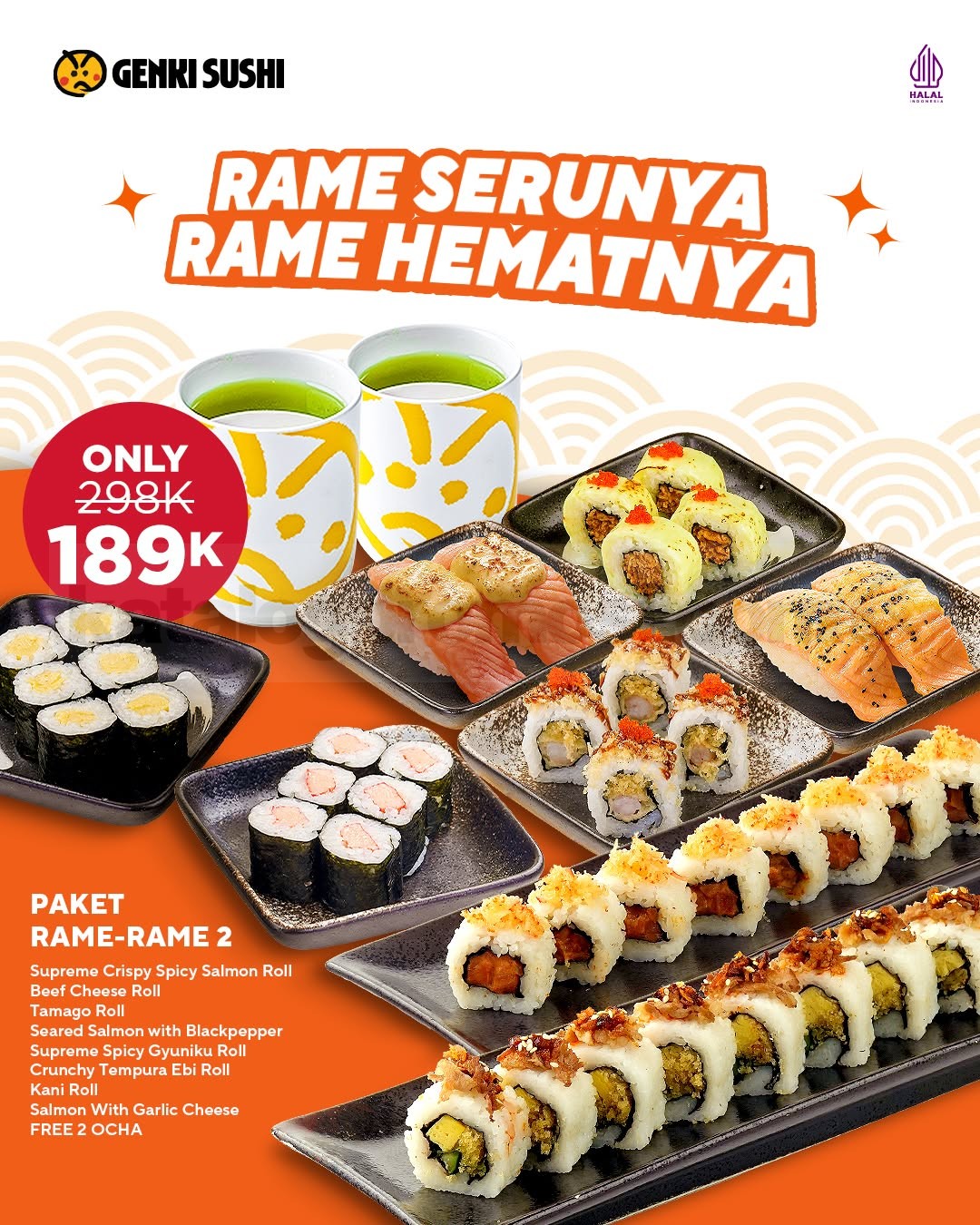 Promo Genki Sushi Paket Rame Rame Rp. 189.000 Promo Genki Sushi Paket Rame Rame Rp. 189.000 1