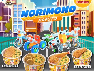 Promo HOKBEN Kidzu Bento gratis mainan Norimono Rafuto mulai Rp. 38.000 termasuk Iced Chocolate di seluruh outlet.