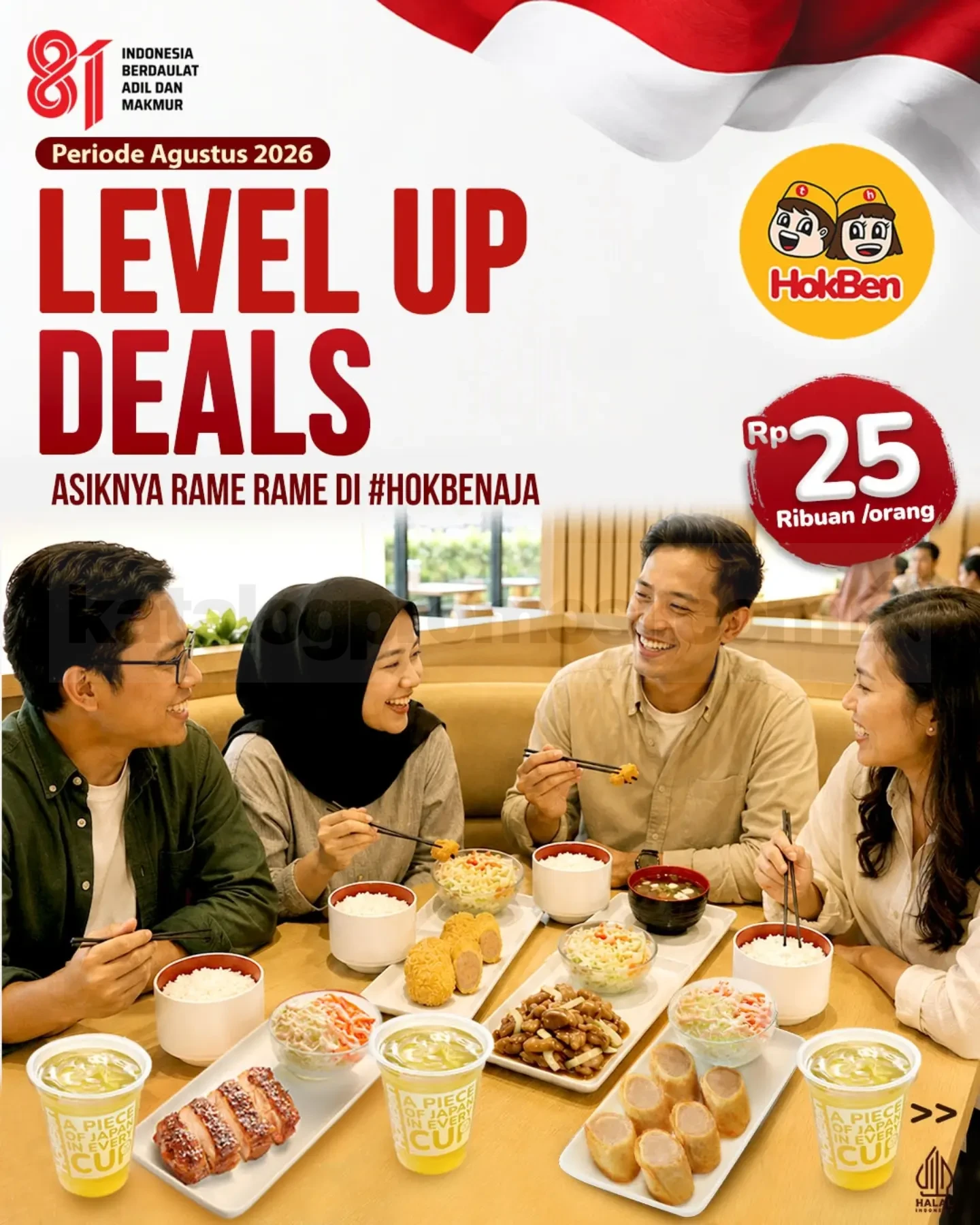 Promo HokBen Level Up Deals Paket Hemat Mulai Rp. 25 Ribuan Promo HokBen Level Up Deals Paket Hemat Mulai Rp. 25 Ribuan dengan pilihan paket Buy 1 Get 2 hingga Buy 4 Get 5.