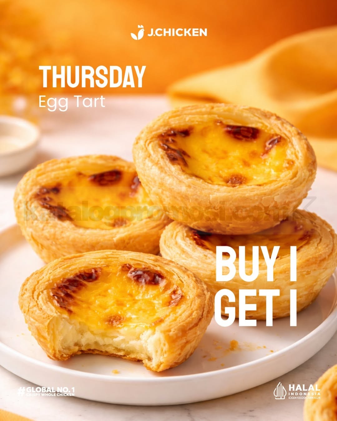 Promo J.Chicken Thursday Egg Tart Buy 1 Get 1 Promo J.Chicken Thursday Egg Tart Buy 1 Get 1 egg tart creamy beli 1 gratis 1