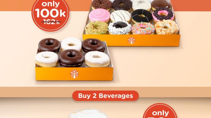 Promo JCO 4EVER beli 1 lusin gratis 1/2 lusin donuts Rp100.000 periode 24–28 November 2025
