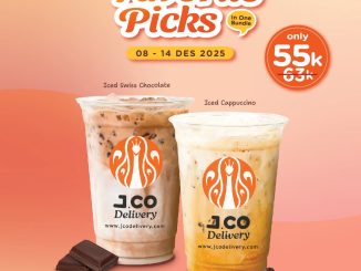Promo JCO Beli 2 Minuman Rp. 55 ribu berlaku 8–14 Desember 2025 via JCO App dan Website Delivery.