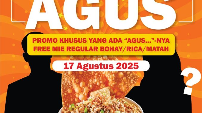Promo Mie Keprabon gratis untuk nama Agus berlaku 17 Agustus 2025