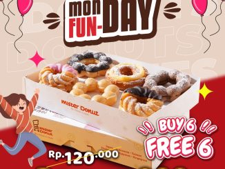 Promo Mister Donut Monday Funday Beli 6 Gratis 6 cuma Rp. 85.000 termasuk goodie bag
