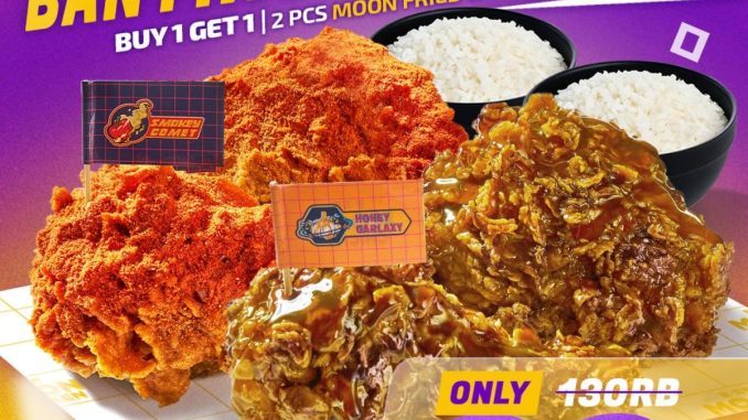 Promo Moon Chicken Banting Harga Hanya Rp. 93 ribuan 2 Pcs Moon Fried Chicken Rice Set via GoFood