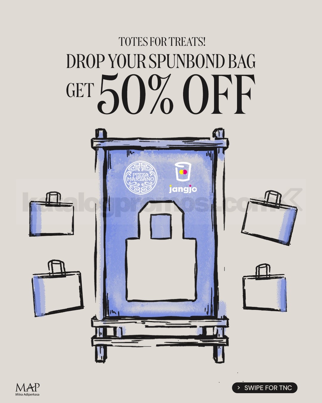 Promo Pizza Marzano Totes for Treats Diskon 50% Promo Pizza Marzano Totes for Treats Diskon 50% tukar 5 totebag untuk voucher menu Holiday