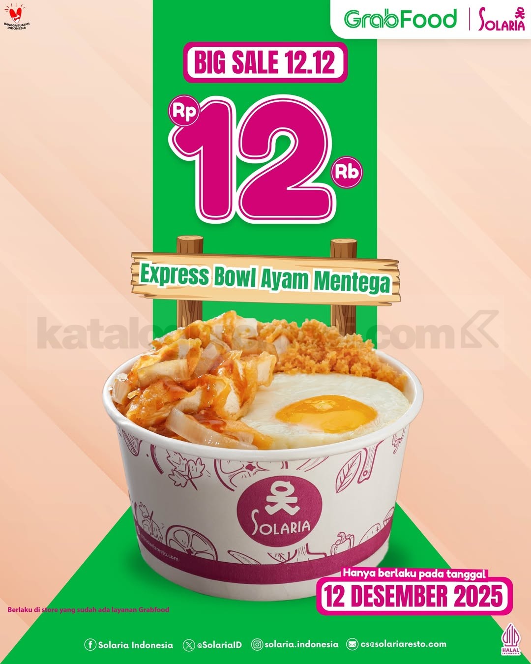 Promo Solaria 12.12 Express Bowl Ayam Mentega Rp. 12 ribu Promo Solaria 12.12 Express Bowl Ayam Mentega Rp. 12 ribu via GrabFood periode 12 Desember 2025
