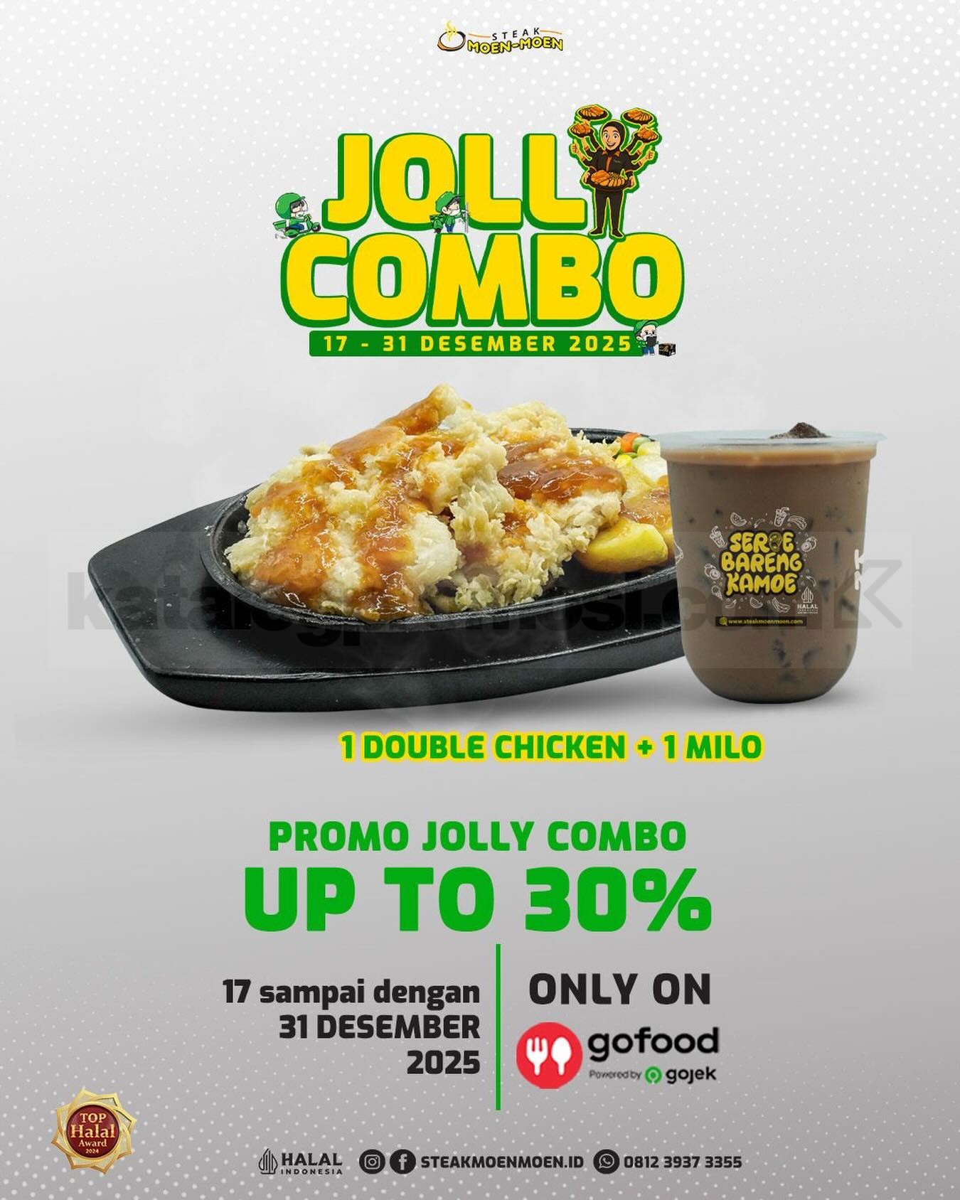 Promo STEAK MOEN MOEN Jolly Combo Diskon 30% Promo STEAK MOEN MOEN Jolly Combo Diskon 30% via GoFood dengan Double Chicken dan Milo