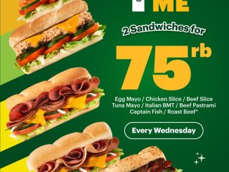 Promo Subway 1 For You 1 For Me 2 sandwich Rp75.000 berlaku setiap Rabu di Subway Indonesia