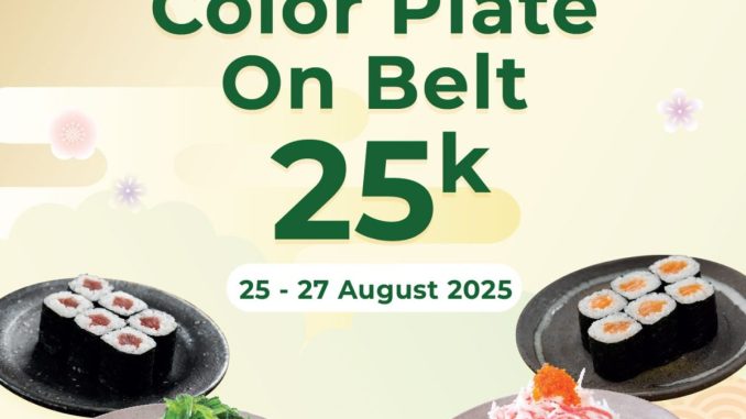 Promo Sushi Tei Special Color Plate On Belt Rp25.000 berlaku 25–27 Agustus 2025 di Flamboyant Bandung