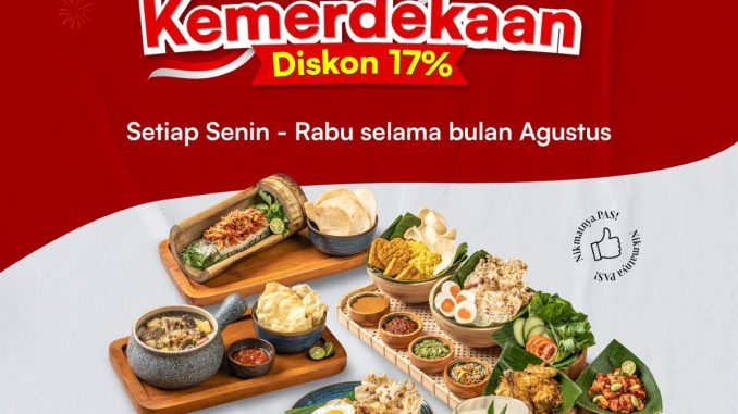 Promo Teras by Plataran Pesta Kemerdekaan diskon 17% berlaku selama Agustus setiap Senin hingga Rabu.