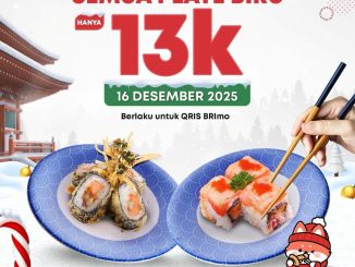Promo Tom Sushi HUT BRI Plate Biru Rp. 13.000 bayar QRIS BRImo via EDC BRI