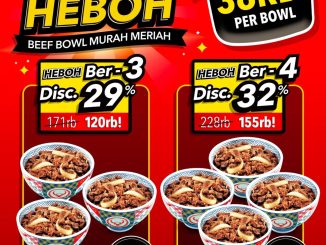 Promo Yoshinoya Heboh Beef Bowl mulai Rp.38.000-an periode 22 – 23 April 2026 paket ber-3 dan ber-4
