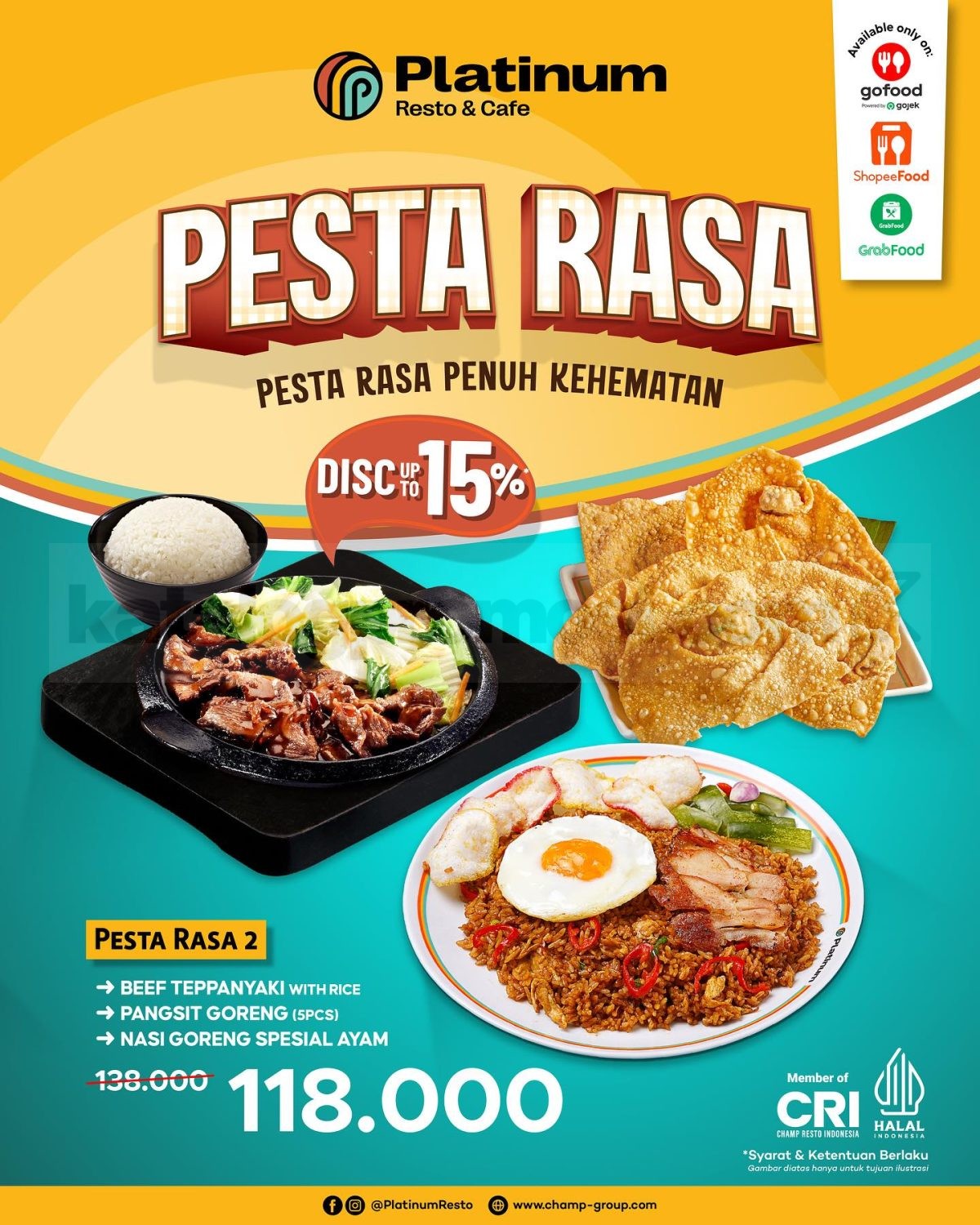 Promo Platinum Resto & Cafe Online Delivery Menu favorit Diskon hingga 16% 2
