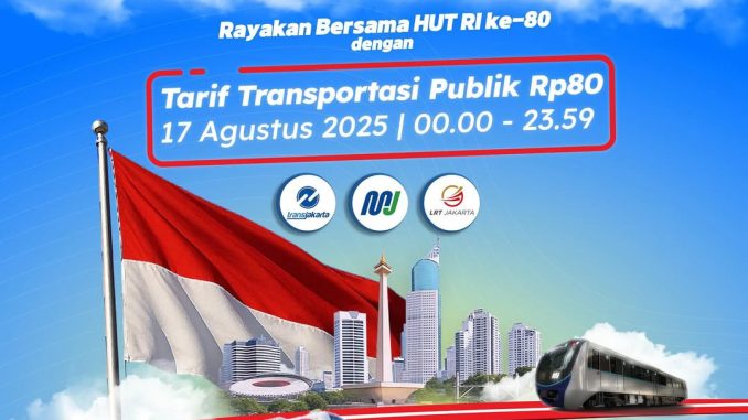 Kado spesial HUT RI Ke-80 Tarif Transportasi Publik cuma Rp 80,- 1