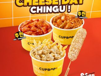 Promo Cupbop Happy Cheese Day Bundle Serba Keju Rp. 75.000 dengan Tokpokki, Hotdakk, dan K-Fries Chikin