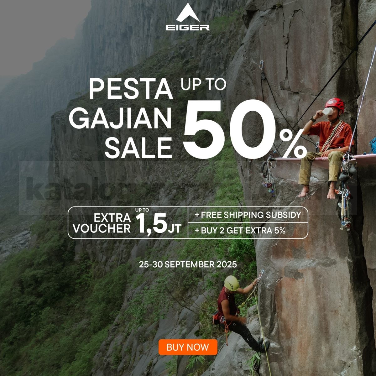 EIGER Pesta Gajian Sale! Diskon 50% + Voucher 1,5 Juta dan Free Shipping