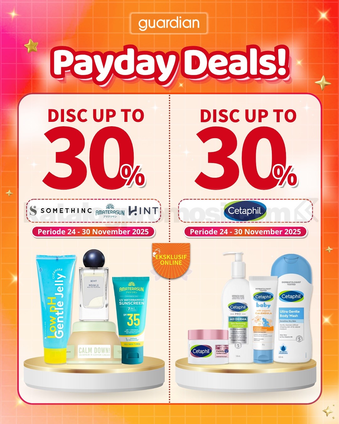 Guardian PAYDAY DEALS! Diskon 50% + Extra Voucher dan Gratis Hadiah