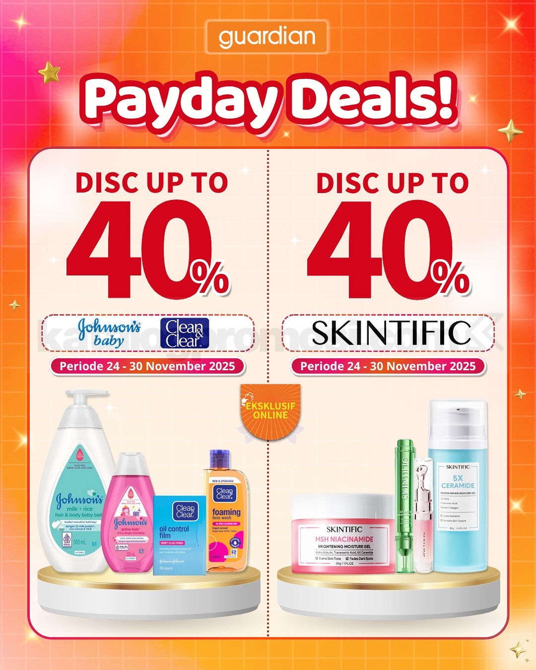 Guardian PAYDAY DEALS! Diskon 50% + Extra Voucher dan Gratis Hadiah