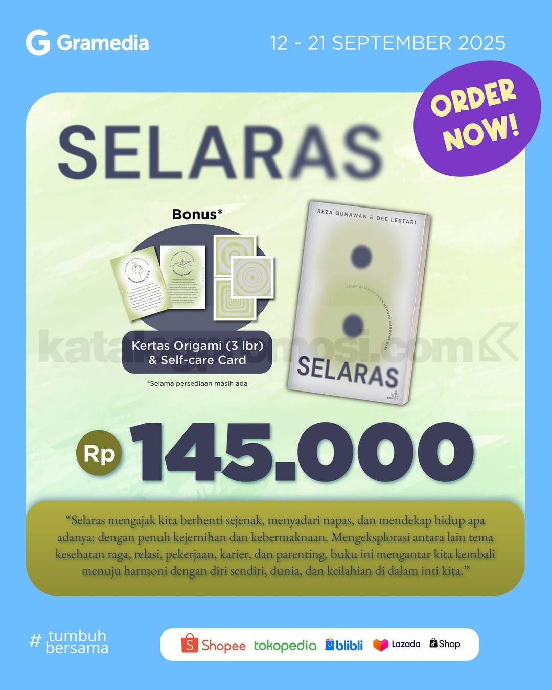 Pre Order Selaras di Gramedia Harga Spesial dan Bonus Eksklusif