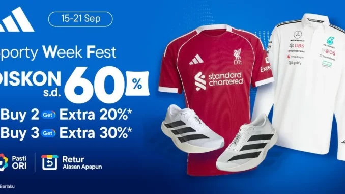 Promo Adidas di Blibli Diskon hingga 60% + Beli 3 Ekstra 30% 1