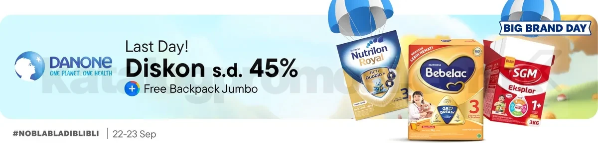 Promo Danone di Blibli Diskon hingga 45% + GRATIS Backpack Jumbo