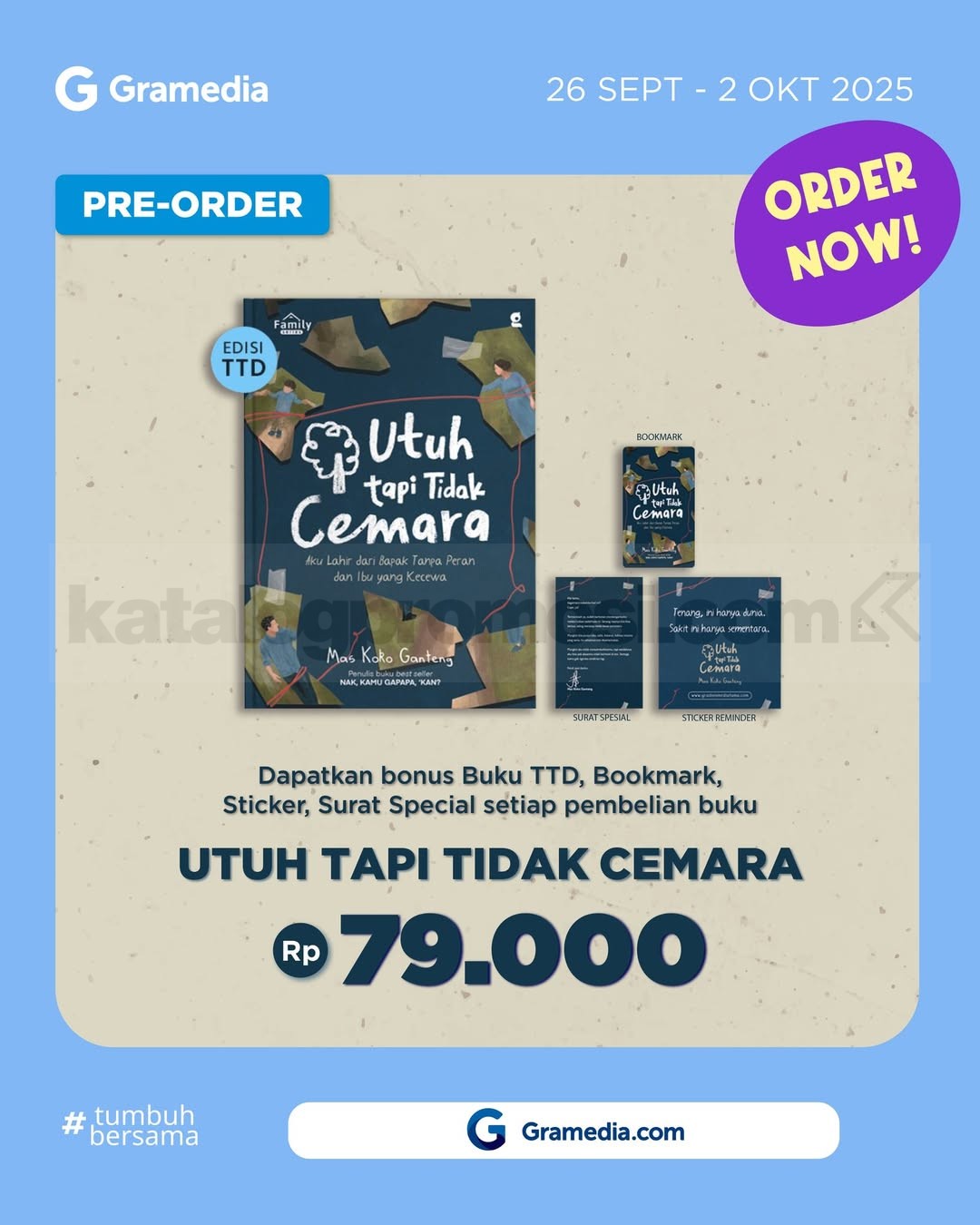 Promo Pre-Order Utuh Tapi Tidak Cemara di Gramedia Bonus Eksklusif