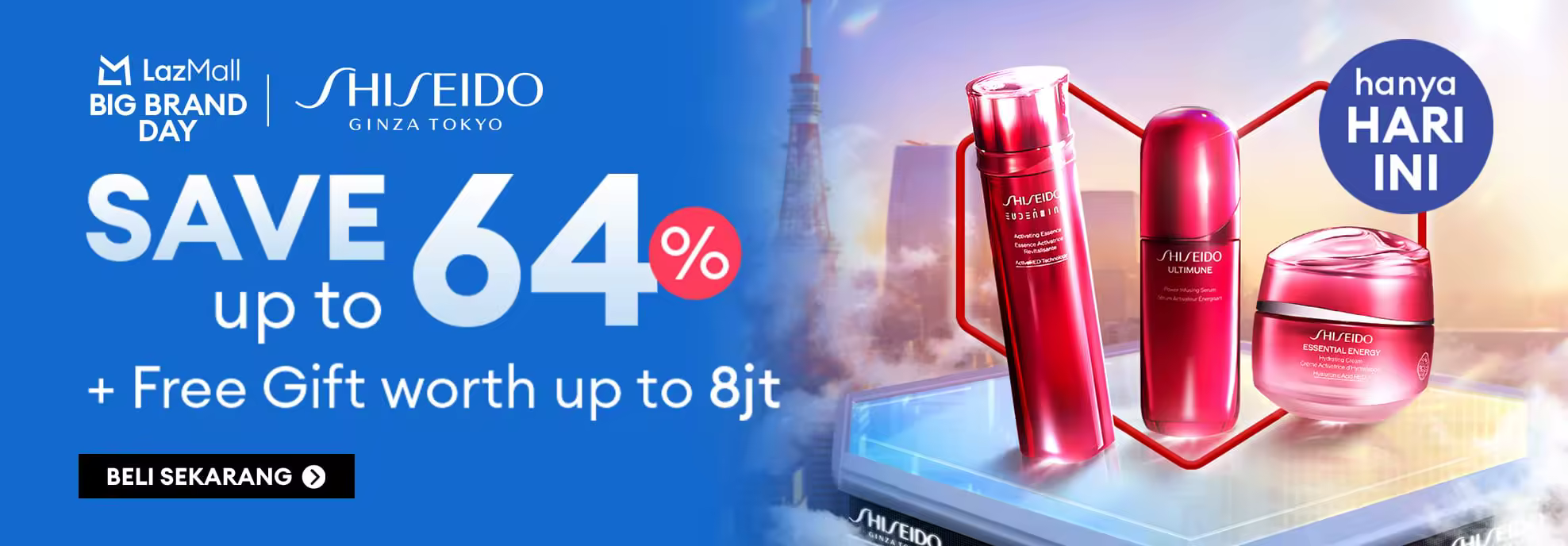Promo Shiseido di Lazada Diskon hingga 64% + Hadiah Gratis hingga 8 Juta 