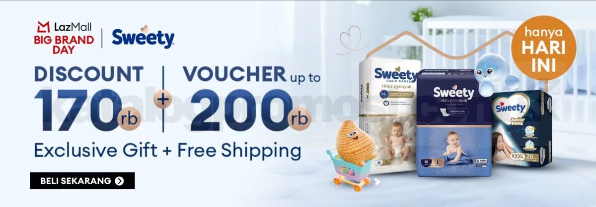Promo Sweety di Lazada Diskon 170K + Voucher 200K
