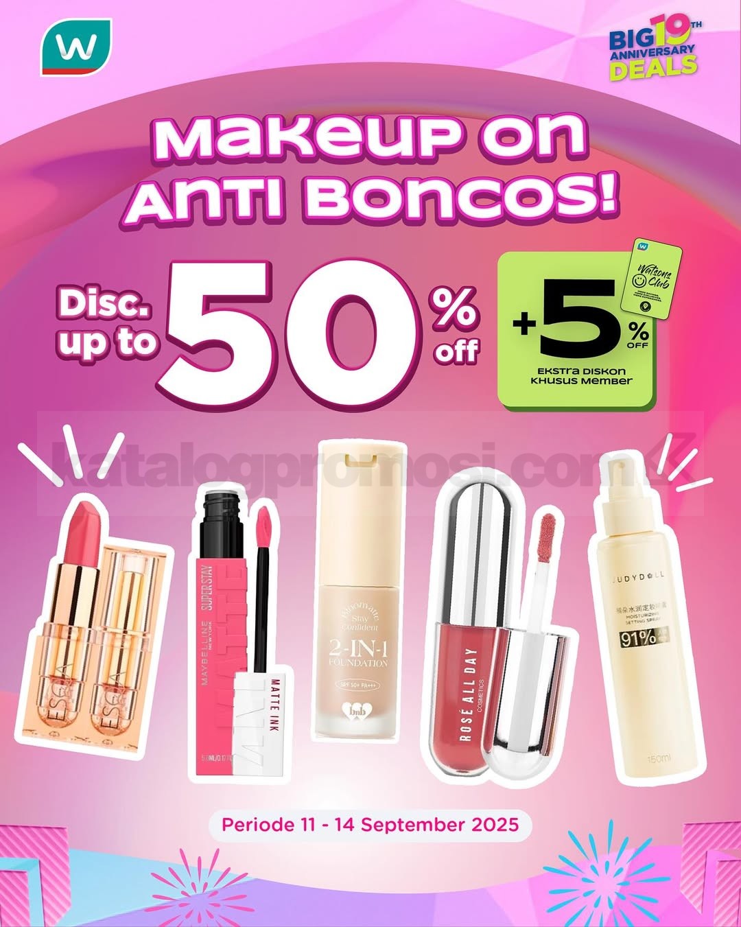 Promo Watsons Makeup On Anti Boncos Diskon hingga 50% + 5%