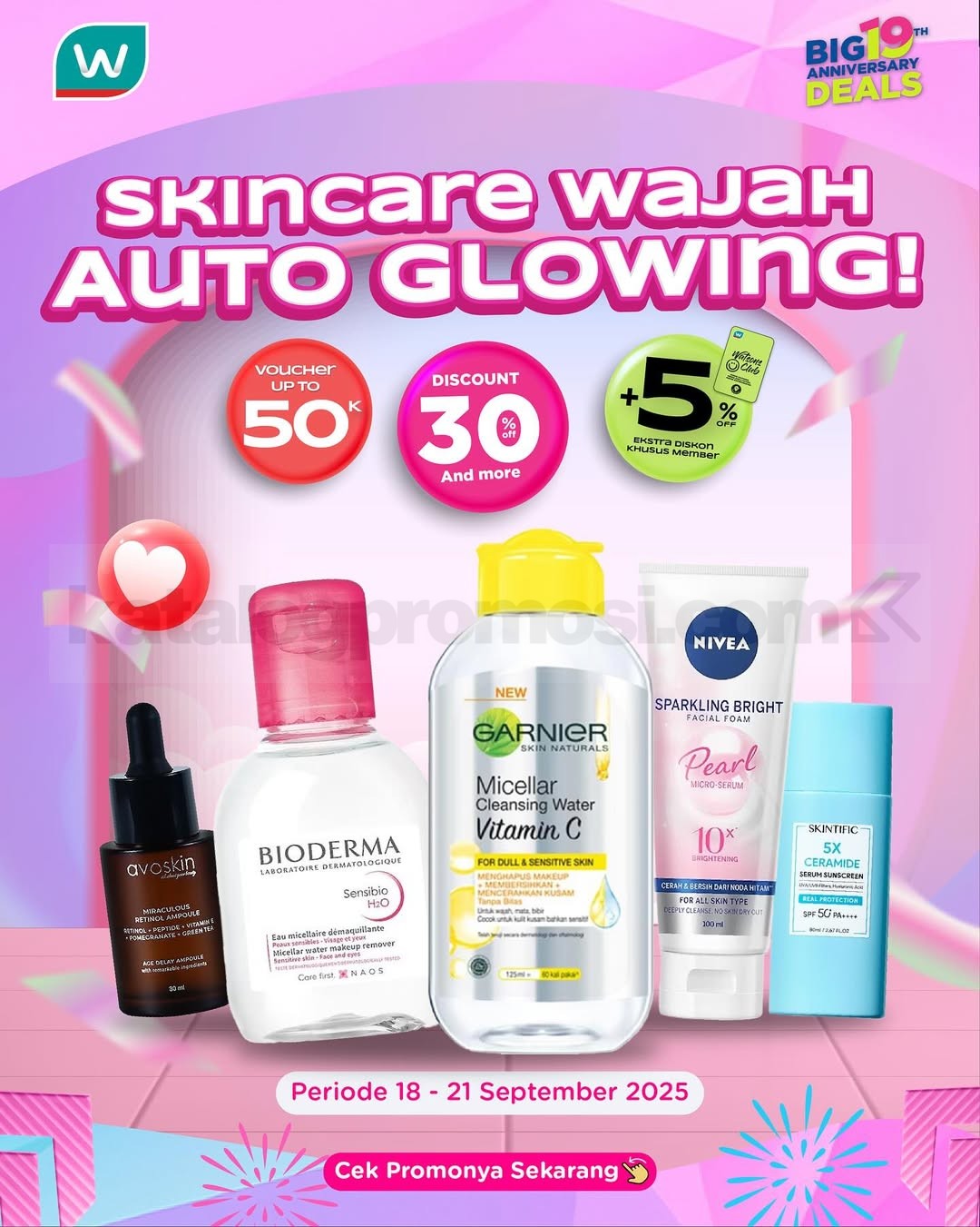 Promo Watsons - Skincare Wajah Auto Glowing Diskon 30% + 5%