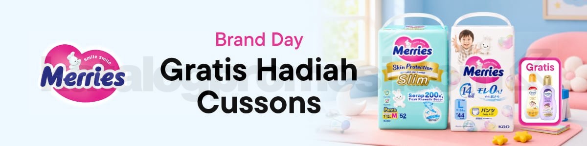 Promo Merries Brand Day Gratis Hadiah Cussons Promo Merries Brand Day Gratis Hadiah Cussons untuk pembelian Merries Skin Protection, Premium, dan Pants Good Skin di Blibli.