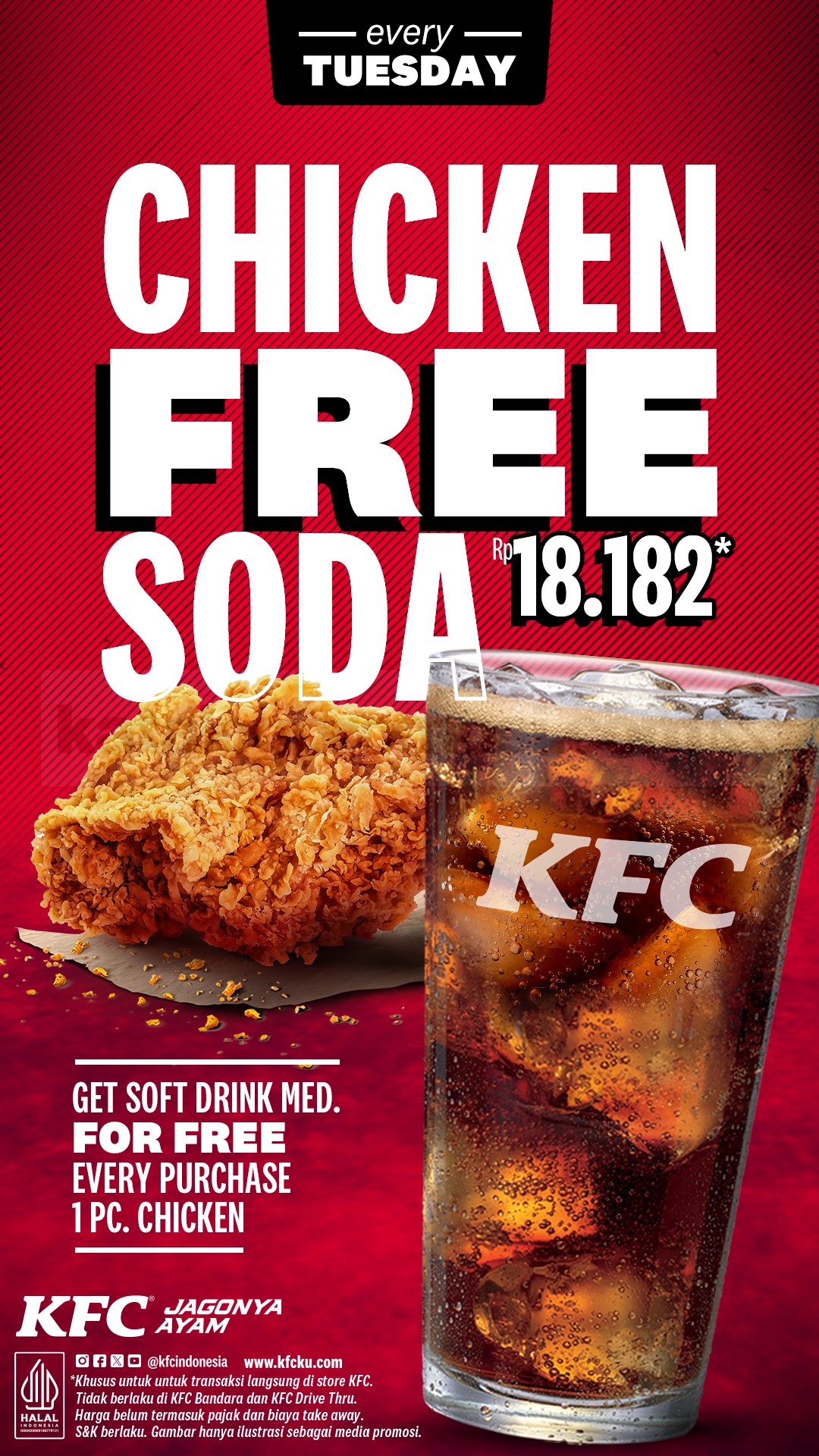 Promo KFC Chicken Free Soda Cuma Rp18.182 Promo KFC Chicken Free Soda Cuma Rp18.182