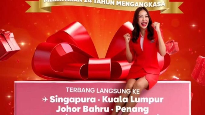 Promo AirAsia 24th Birthday Sale Diskon 24% untuk semua kursi dan penerbangan internasional periode pesan Desember 2025