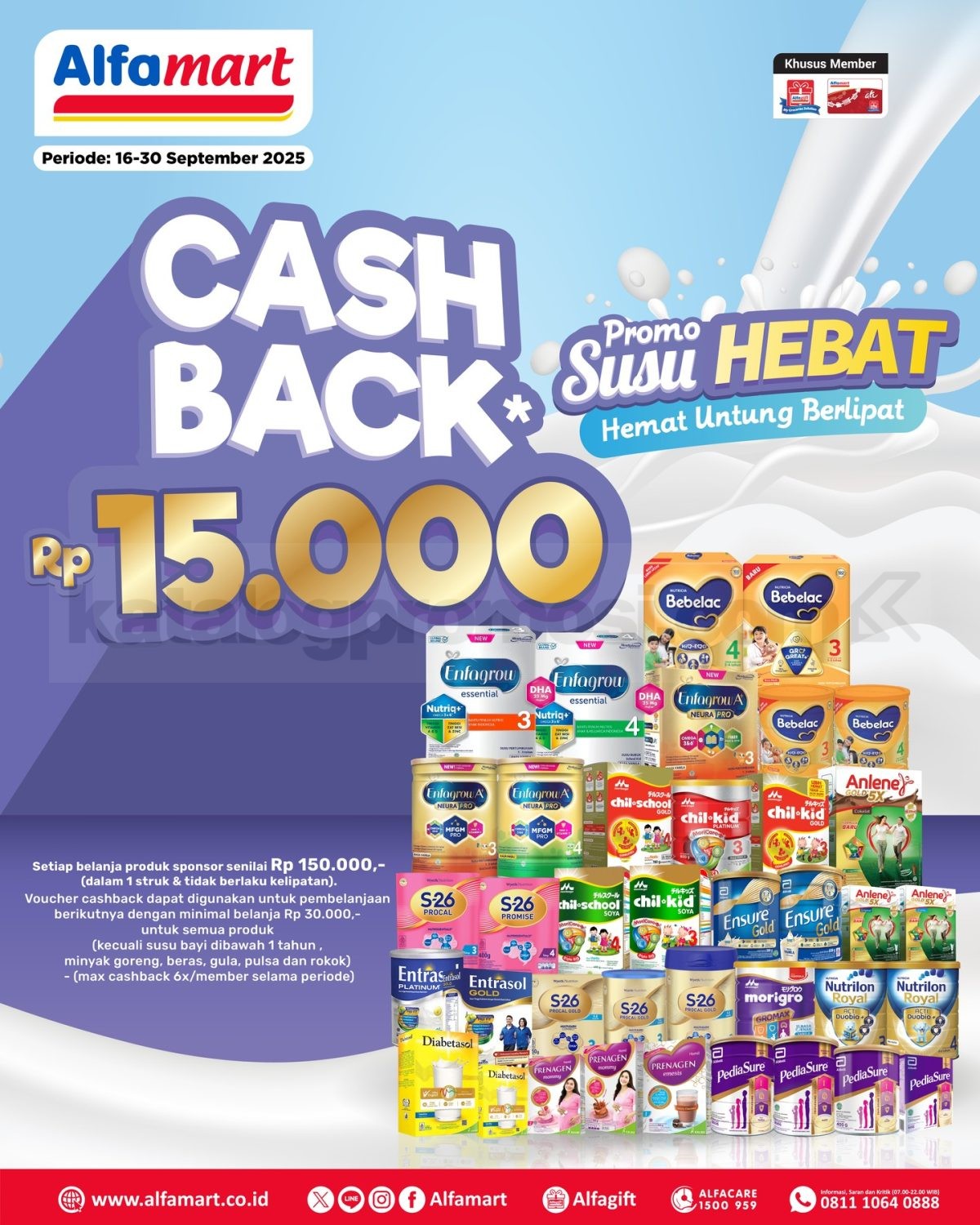 Promo Alfamart Susu Hebat Cashback Rp15.000 Promo Alfamart Susu Hebat cashback Rp15.000 periode 16 β 30 September 2025 untuk member