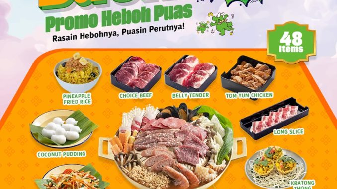 Promo Bar.B.Q Plaza all you can eat 48 items Rp135.000++ berlaku Senin–Jumat pukul 14.00–17.00 durasi 60 menit