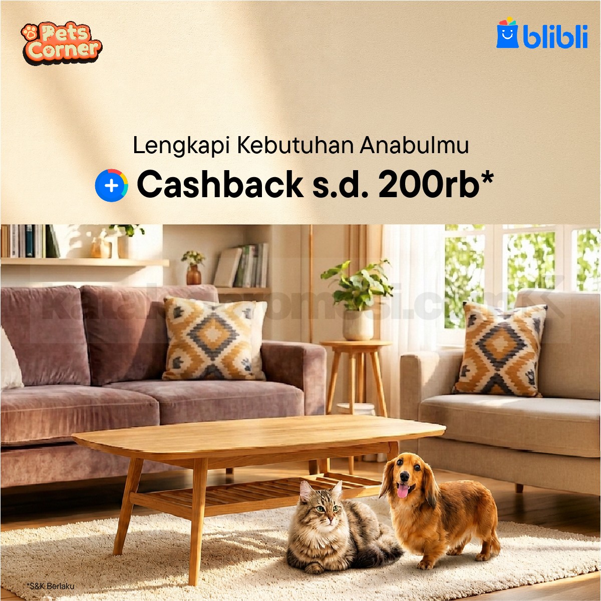Promo Blibli Pets Corner Cashback hingga Rp. 200.000 Promo Blibli Pets Corner Cashback hingga Rp. 200.000 untuk belanja kebutuhan anabul