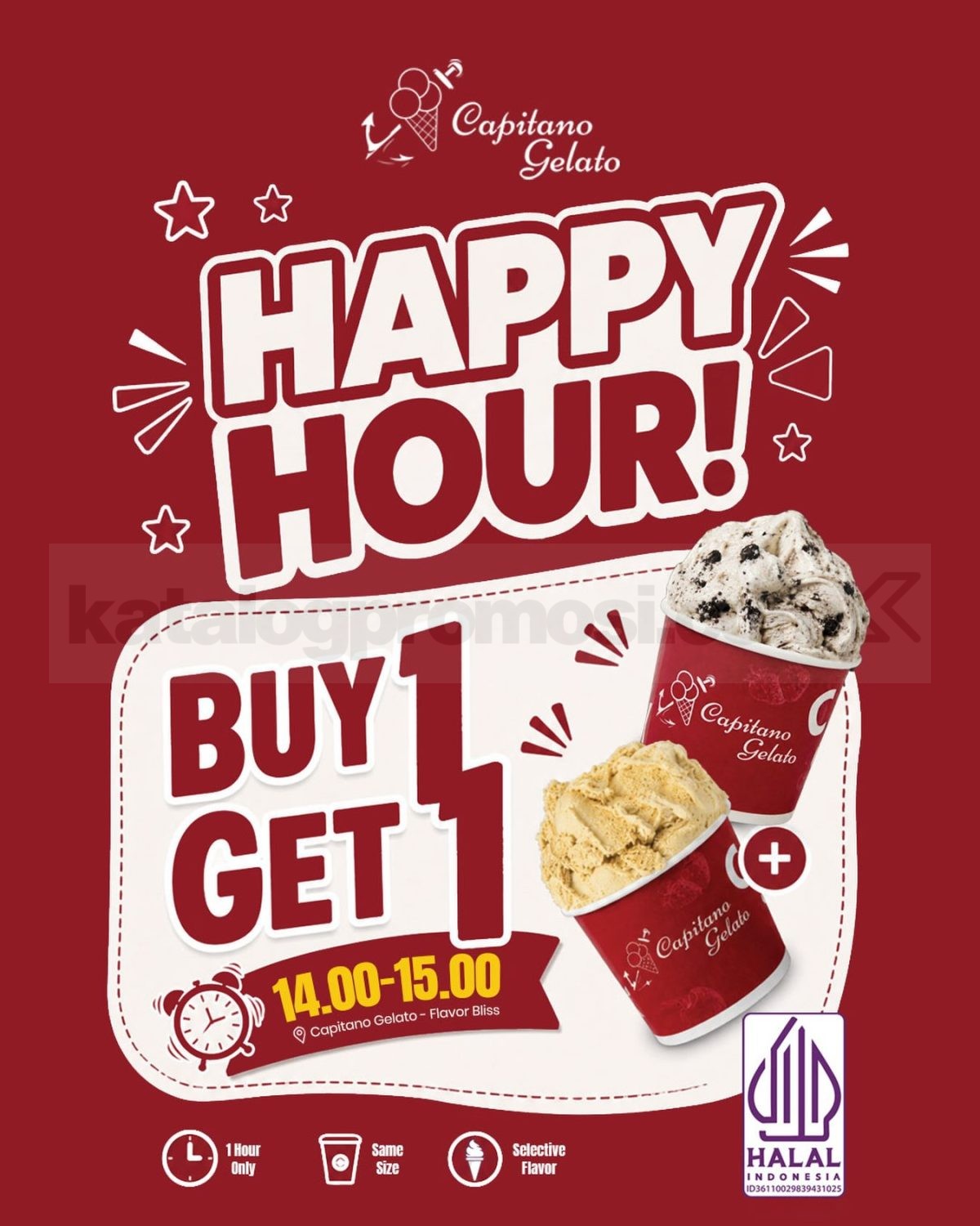 Promo Capitano Gelato Happy Hour Beli 1 Gratis 1 Promo Capitano Gelato Happy Hour Beli 1 Gratis 1 di Broadway Flavorbliss tanggal 11–12 Juli 2026 pukul 14.00–15.00 WIB.