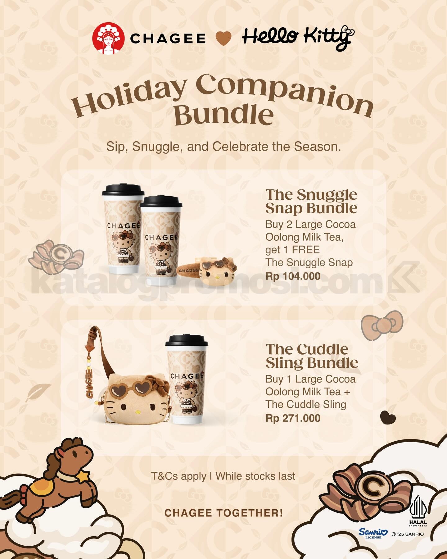 Promo Chagee Hello Kitty Holiday Companion Bundle Promo Chagee Hello Kitty Holiday Companion Bundle mulai Rp. 104.000 dengan dua pilihan bundle dan merchandise edisi khusus.