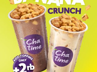 Promo Chatime Tambah Topping Banana Crunch cuma Rp.2.000 untuk Signature Milk Tea lebih creamy dan crunchy