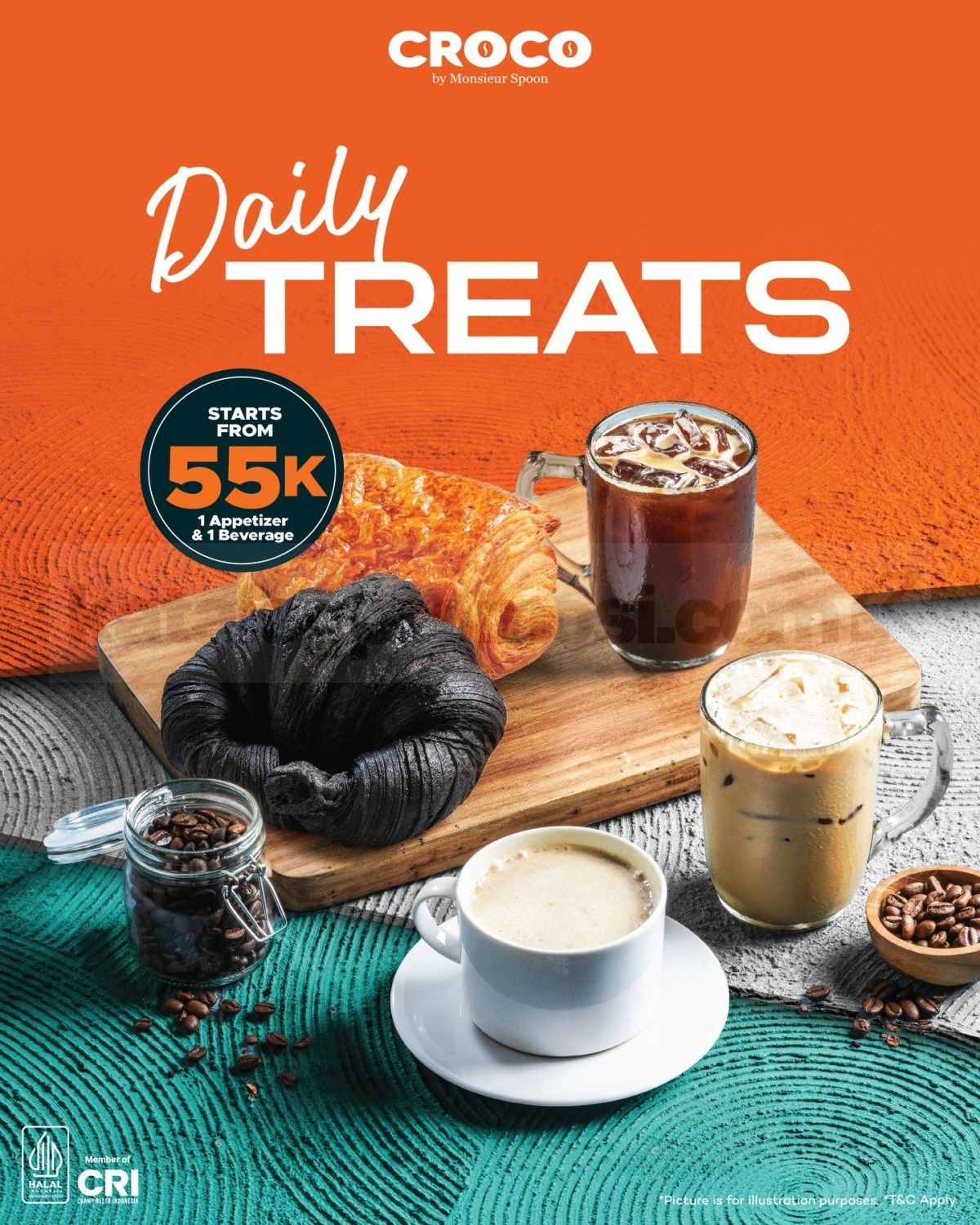 Promo CROCO Daily Treats mulai Rp. 55.000 Promo CROCO Daily Treats mulai Rp. 55.000 paket viennoiserie dan minuman praktis