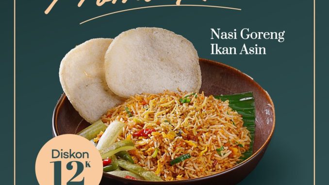 Promo Dewata 12.12 Promo Kilat Nasi Goreng Ikan Asin diskon Rp12.000 khusus GrabFood periode 10–12 Desember 2025.