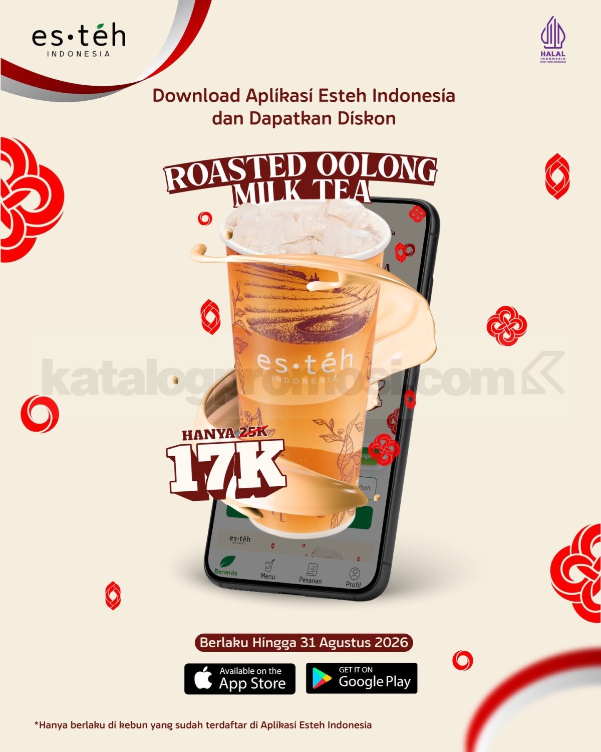Promo Es Teh Indonesia Roasted Oolong Milk Tea Cuma Rp17.000 Promo Es Teh Indonesia Roasted Oolong Milk Tea cuma Rp17.000 dengan voucher aplikasi.