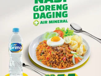 Promo Es Teler 77 Nasi Goreng Daging + Minum Rp. 44.000 paket Nasi Goreng Daging dan Air Mineral dine in