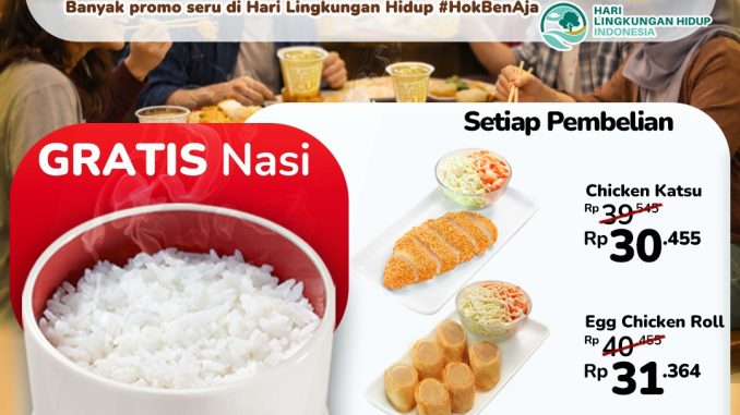 Promo HokBen Aksi Hijau Menu Pilihan mulai Rp. 15.455 dengan gratis nasi dan salad