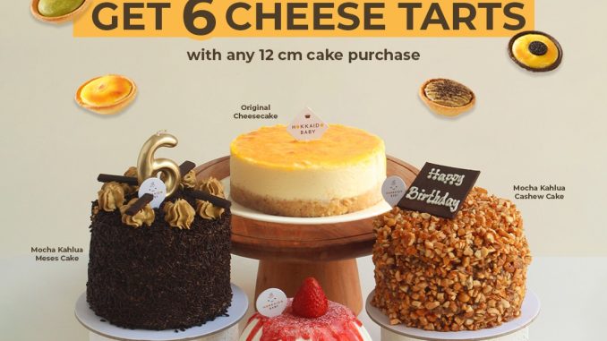 Promo Hokkaido Baby Extra 6 Cheese Tarts tambah Rp. 50.000 untuk pembelian cake 12 cm periode 25–30 November 2025