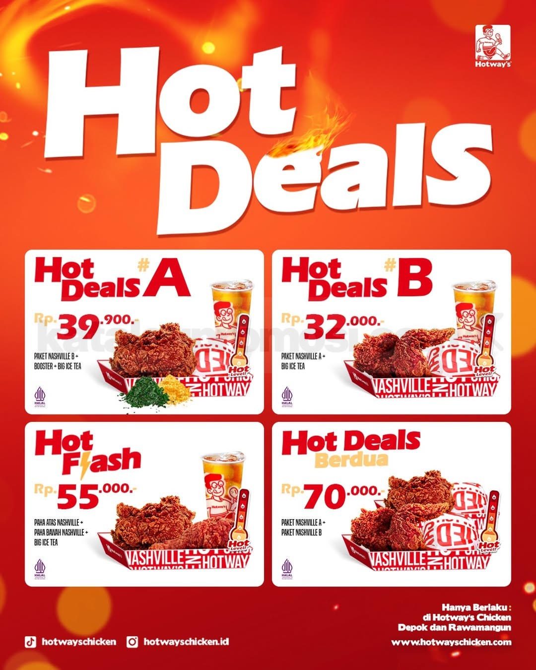 Promo Hotway’s Hot Deals Paket Nashville Mulai Rp. 32.000 Promo Hotway’s Hot Deals Paket Nashville Mulai Rp. 32.000 paket nasi ayam Nashville dan minuman